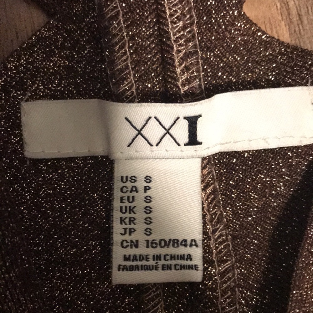 Forever 21 beige and brown glitter bandage bodycon dress - Picture 3 of 13